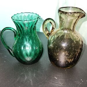 Set of Two Vintage Glass Pitchers